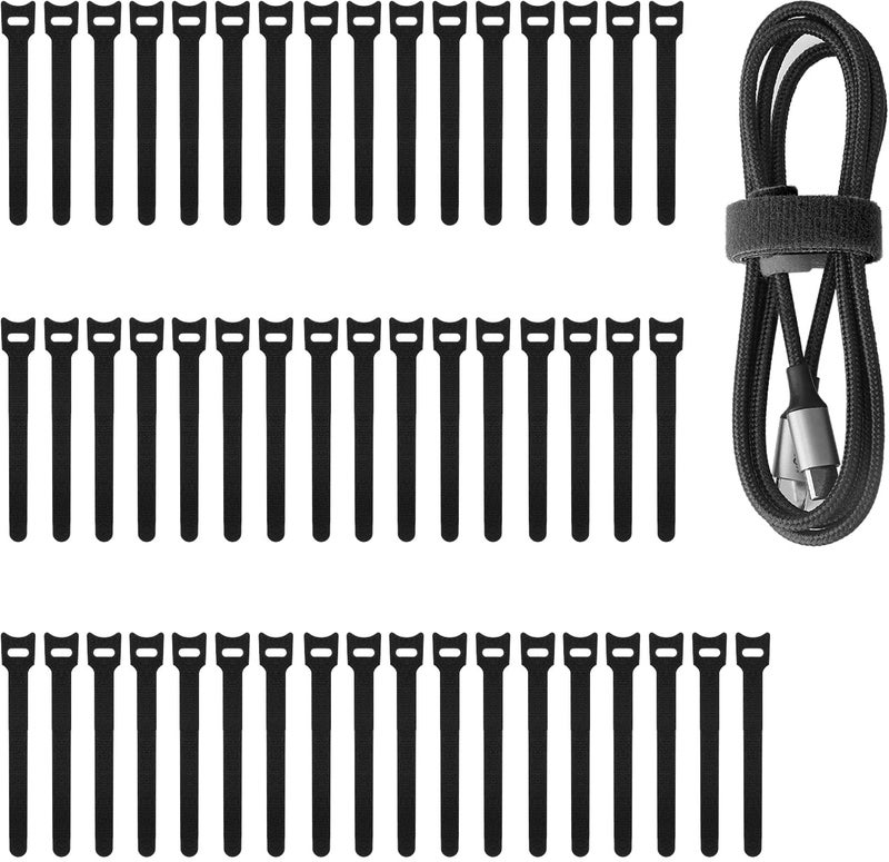 Pasow 50pcs Reusable Fastening Adjustable Cable Ties Wire Management (6 Inch, Black) - Image 1